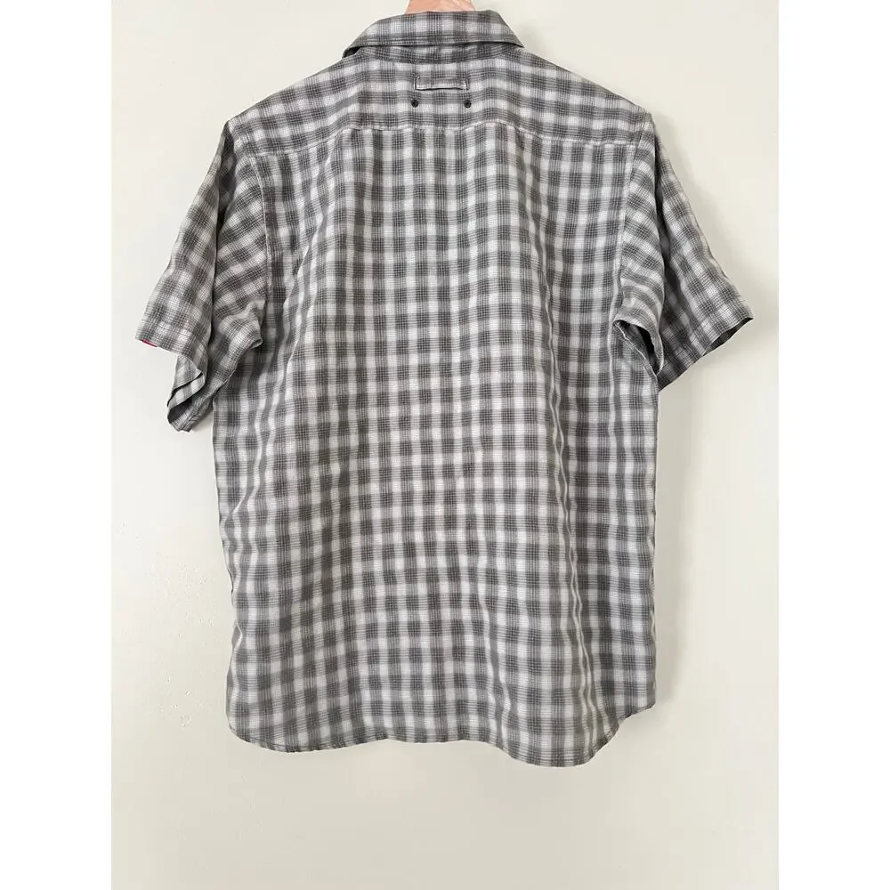TNF North Face Plaid Men's Printed Button-Up Shirt Top Small Gray Hiking Outdoor